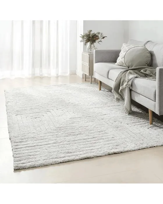 Rug en laine linéaire - Blanc, Grand - 235cm x 160cm