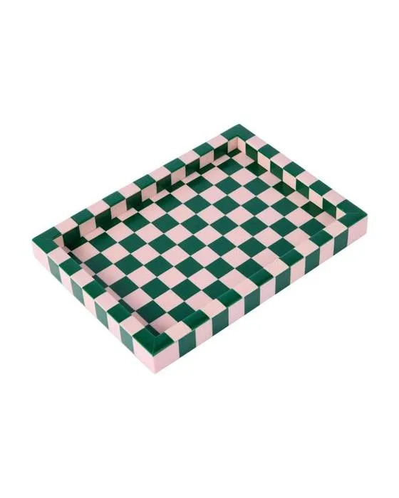 Plateau de décoration vert et rose