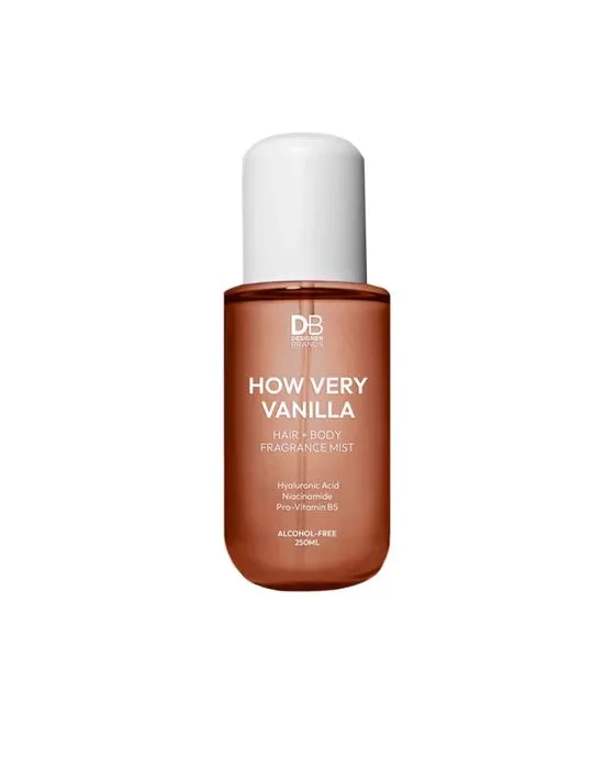 Marques Designer Comment très Vanille cheveux + corps fragrance Mist 250ml - acide hyaluronique, niacinamide et pro-vitamine B5