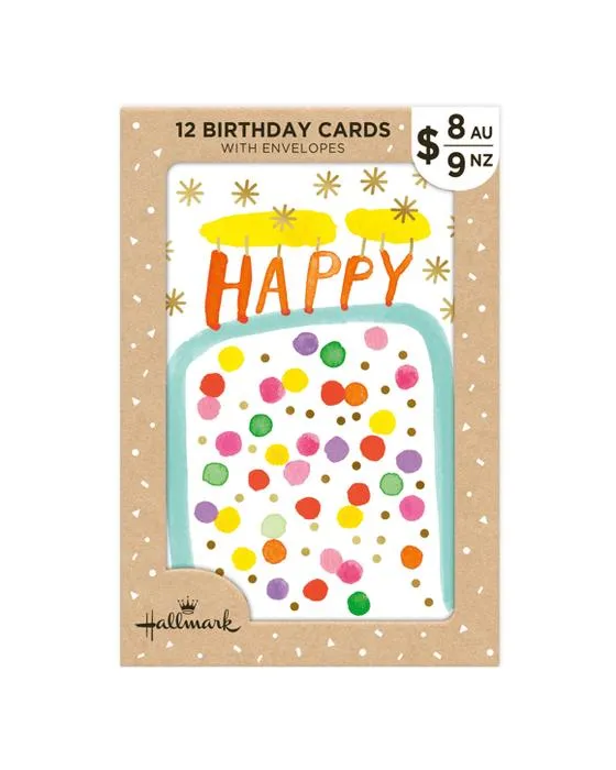 12 cartes d'anniversaire Pack Hallmark - Aquarelle