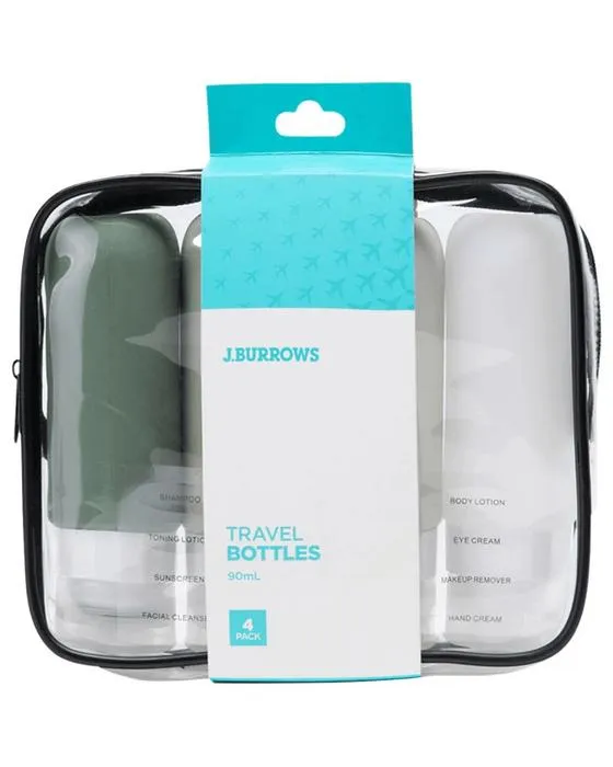 J.Bouteilles de toilette de voyage de Burrows 4 Pack