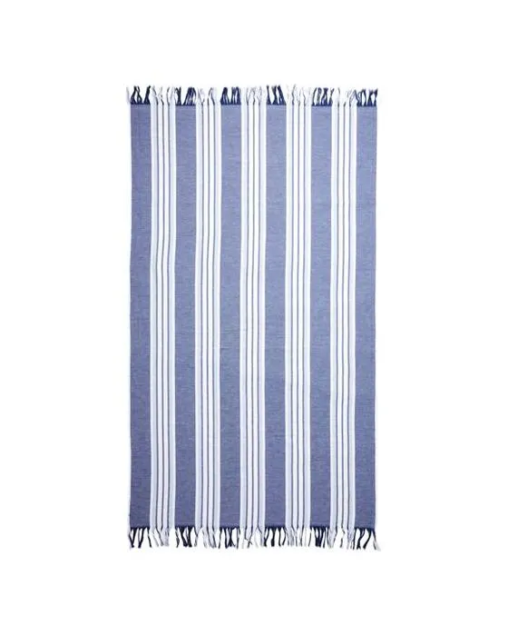 Serviette de plage turque rayée de coton - Bleu