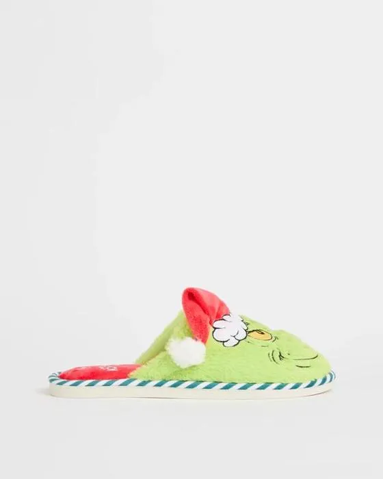 Les Pantoufles de Noël en cuir de grinch