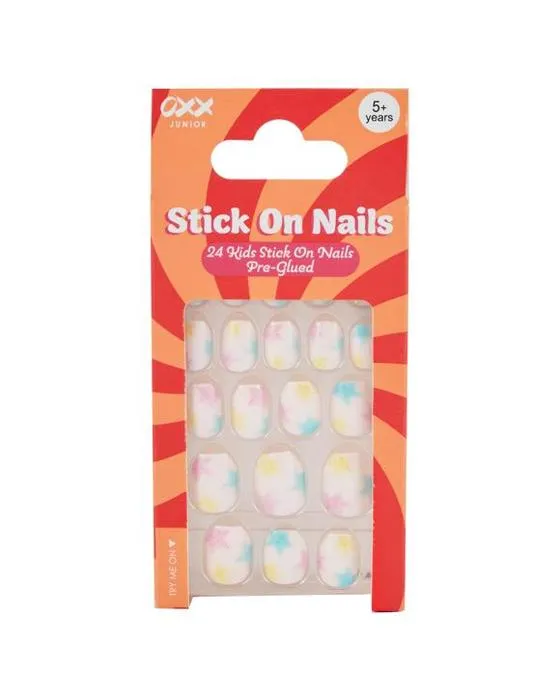 OXX Junior 24 Pack Enfants pré-glued bâton-sur ongles - Ballerina Glitter Stars