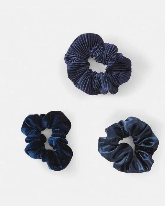 3 packs de Textured cheveux scrunchies - Marine