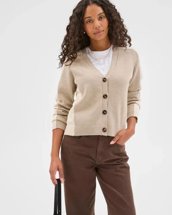 Cible Femme Australien mélange de coton V-Neck Couleur Block Cardigan