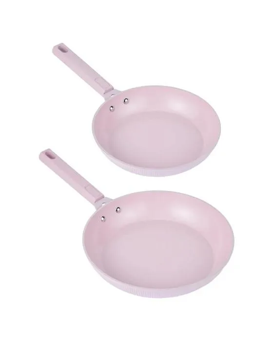 2 Pack en céramique enduite non bâton Fry Pans - Rose