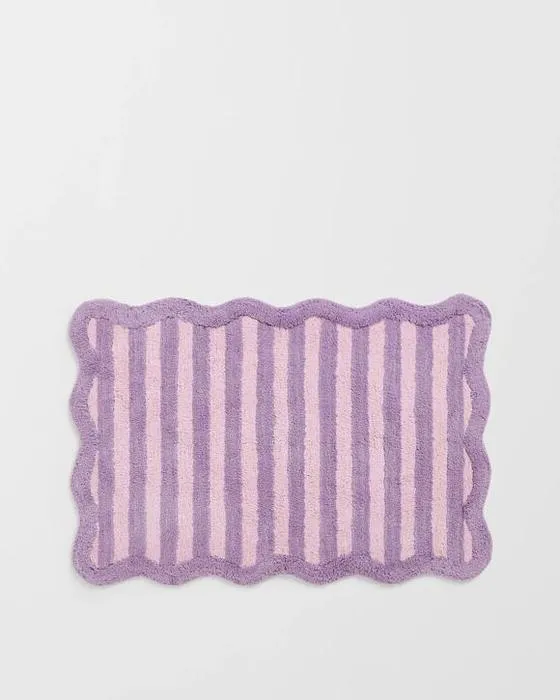 Tapis de bain de coton rayé cible pour enfants - violet