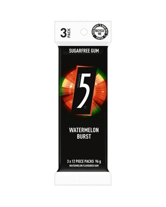Wrigley's 3 Pack 5 Pastèque Burst Gum sans sucre 96g