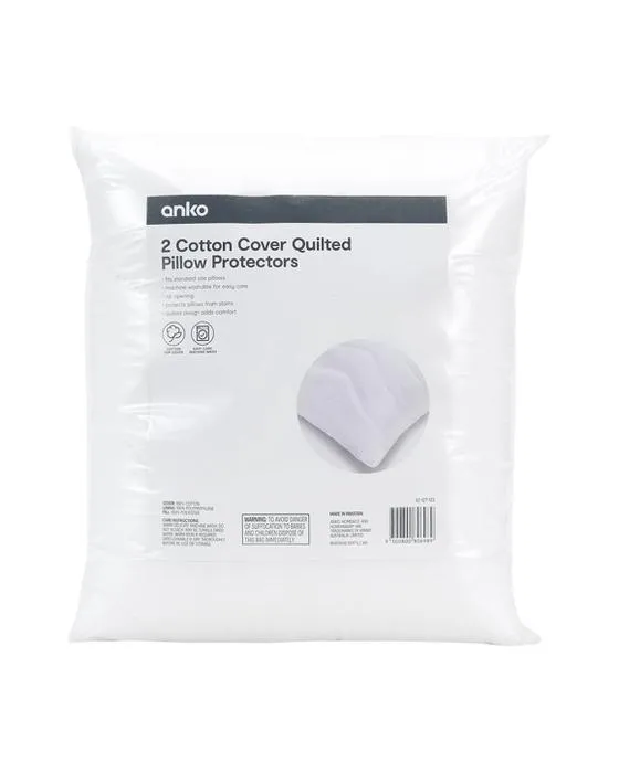 Protecteurs d'oreillers matelassé 2 paquets - Blanc