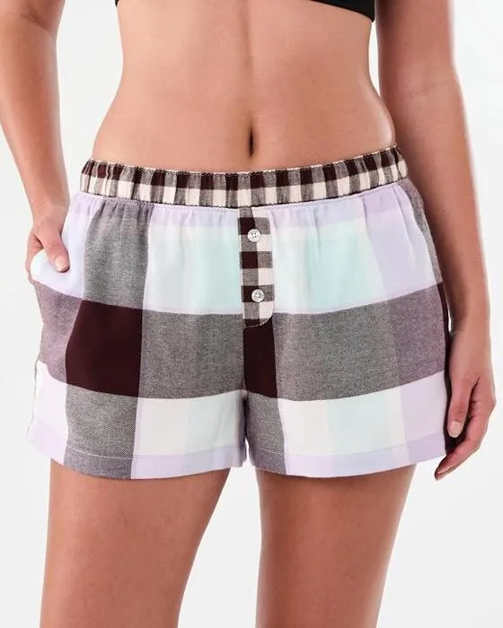 Viscose Blend Contraste Boyfriend Shorts en Flannel