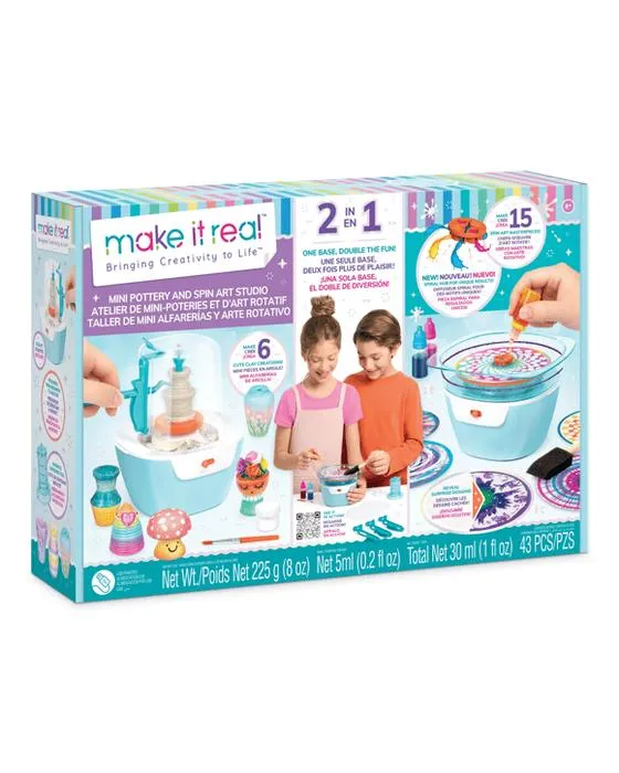 43 pièces font de lui une véritable mini potterie et Spin Art Studio